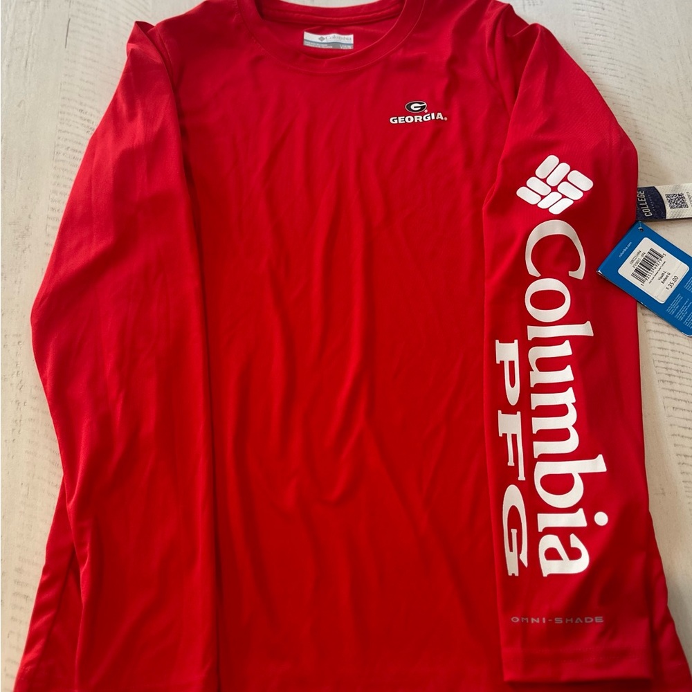 Columbia Red Long Sleeve Tee with Logo